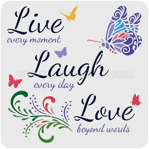 Wholesale Fingerinspire Quotes Stencils 30x30cm Live Every Moment