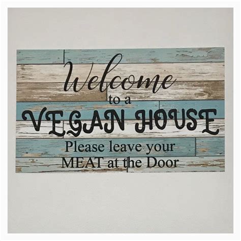 Welcome Vegan House Leave Meat At The Door Blue