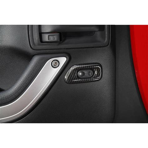 Carbon Fiber Door Lock Switch Decor Cover Trim Bezels For Jeep Jk