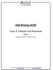 Detailed Notes Topic 3 Infection And Response AQA Biology GCSE Pdf