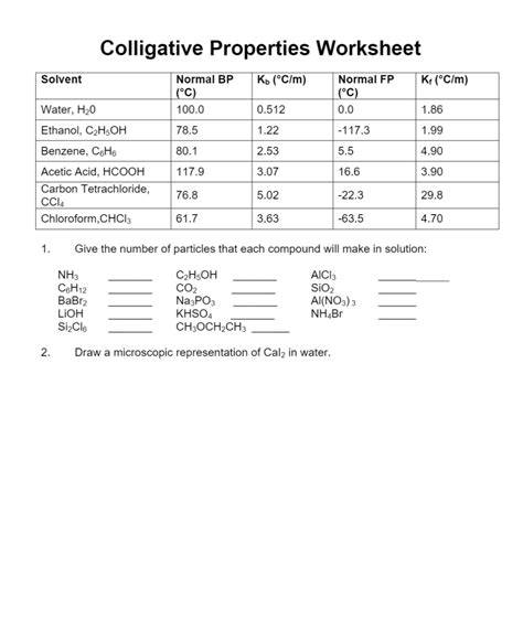 Solved Colligative Properties Chegg