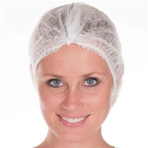 100 Pcs White Disposable Bouffant Caps - 20 Nonwoven Hair Net Sleeves