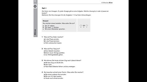 Modelltest Deutsch Test F R Zuwanderer A B H Ren Teil Dtz Telc B