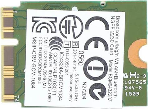 Broadcom BCM943228Z WLAN Bluetooth NGFF 2230 WI FI Card BRCM 1084