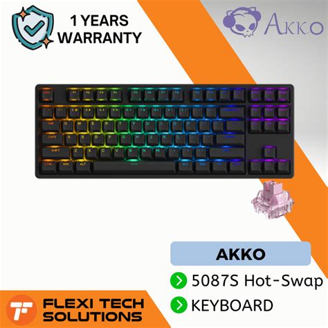 AKKO 5087S Shine Through Fully Assembled Hot Swap Keyboard Akko Jelly Pink Flexi Tech