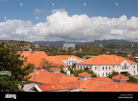 An aerial view of the campus of St. George’s University Medical School ...