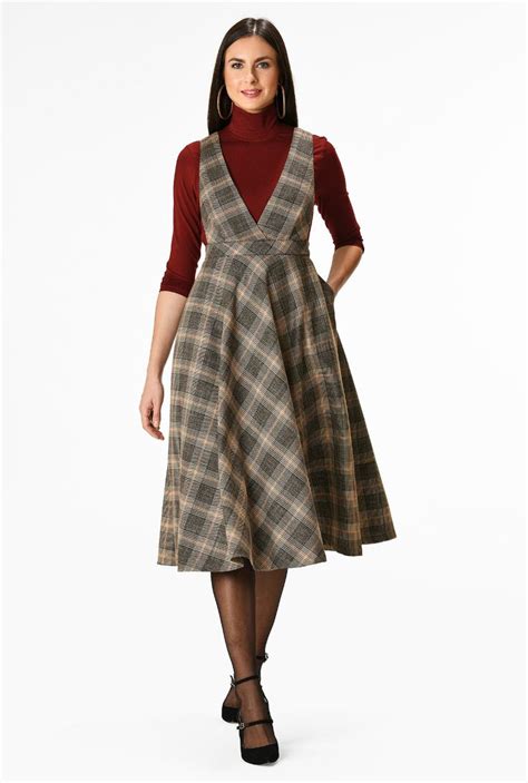 Plaid Suiting Jumper Dress Womens Clothing 0 36w At Eshakti Jumper