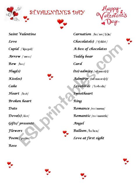 Saint Valentine´s Day Esl Worksheet By Miss Jt