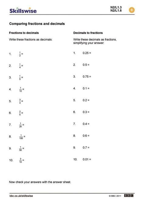 Terminating Decimal Worksheet