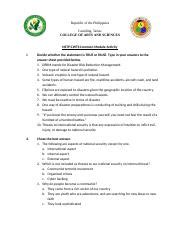 Nstp Cwts Quiz And Answer Sheet Docx Republic Of The Philippines