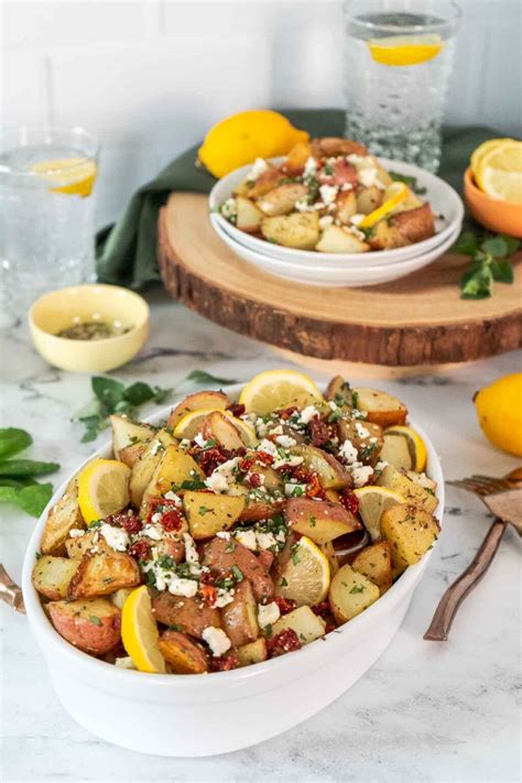 Lemony Greek Roasted Potatoes With Feta Peel With Zeal