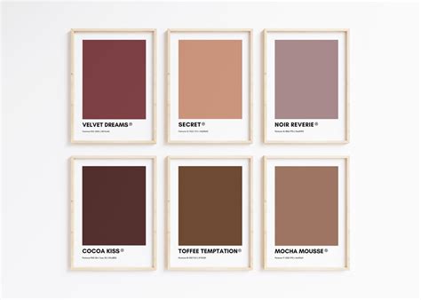 Pantone Dark Nude Wall Art Printable Bundle Set Of Prints Dark Nude Pantone Colors Home