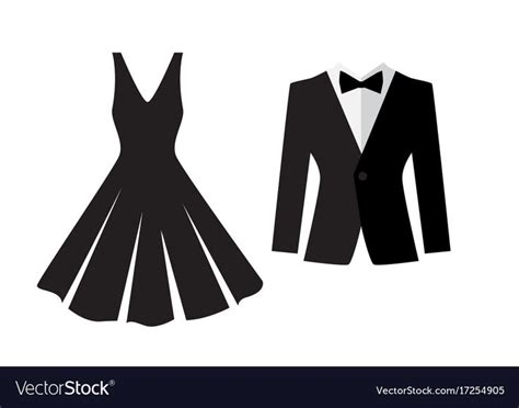 Dress And Suit Icons Isolated On White Background Evening Clothes Symbols Married Couple Logo