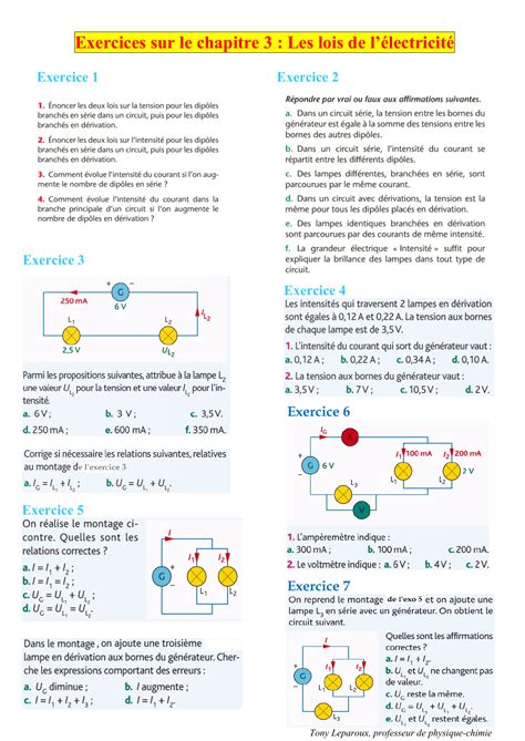 Controle Physique Eme Electricite Pdf