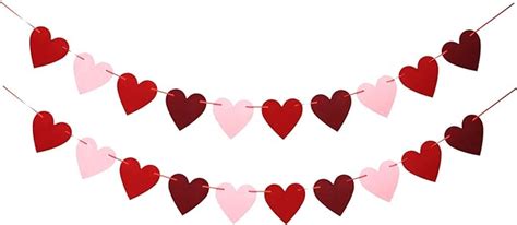 2 Pieces Valentines Day Banners Felt Heart Garland Banner