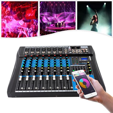 Mélangeur Audio professionnel 8 canaux avec Bluetooth USB 48V ...