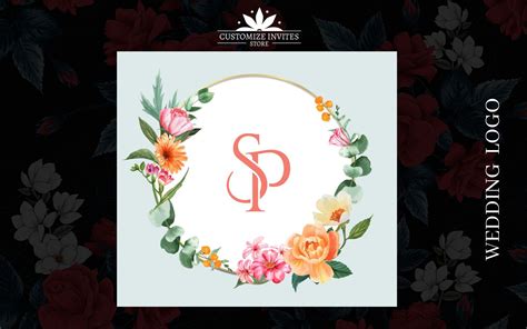 Beautiful Floral Wedding S P Initial For Indian Invitation Monogram