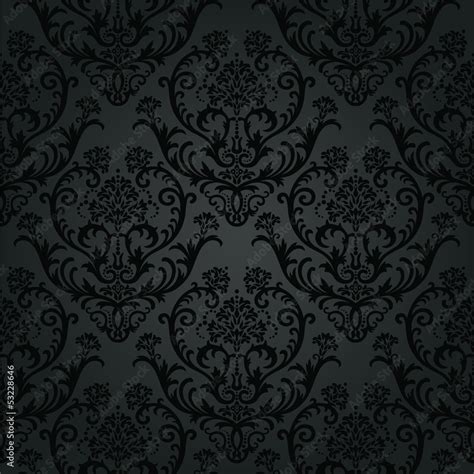 Luxury black charcoal floral wallpaper pattern Stock Vector | Adobe Stock