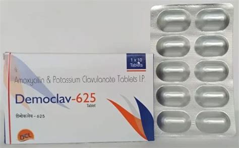 Democlav-625 Clavulanic Acid And Amoxicillin Tablet I.P., 1 X 10 ...