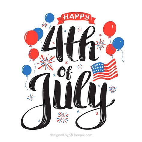 4th Of July Background With Lettering Vector Free Download