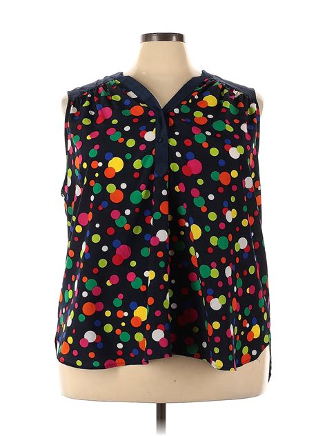 Modcloth 100 Polyester Polka Dots Black Short Sleeve Blouse Size 3x