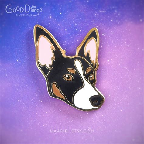 Border Collie Kelpie Tri Colour Hard Enamel Good Dog Pin Metal Badge