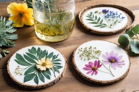 Premium Photo DIY Botanical Pressed Flower Coasters For Boho Table