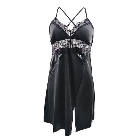 Qwzndzgr Deep V Seductive Sexy Suspender Nightdress Spring And Summer Ice Lace Sexy Lingerie