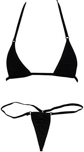 Women Micro G String Bikini Piece Sliding Top Thong Small Bra