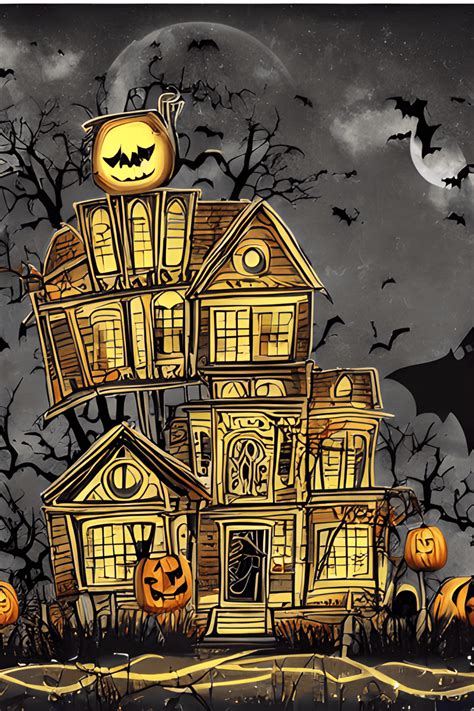 Halloween Background with Haunted House · Creative Fabrica