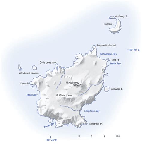 Map of the Antipodes Islands: New Zealand's subantarctic islands