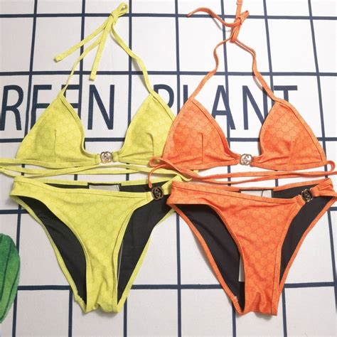 GUCCI2909 New Style Sexy Swimsuit Tie Rope Laced Up Split Triangle Swimsuit Bikini Shopee