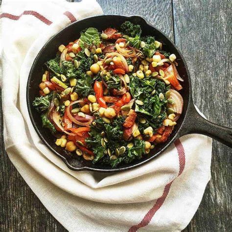 Hearty Vegetarian Skillet With Kale And Garbanzo Beans