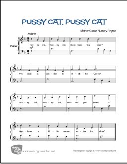 Pussy Cat Pussy Cat Easy Piano Sheet Music