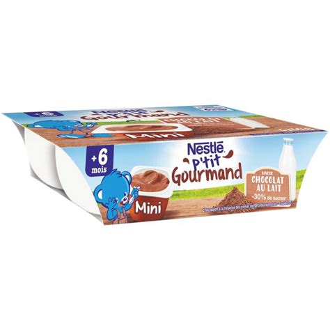 P tit gourmand au chocolat au lait dès 6 mois Nestlé 6 x 60 g