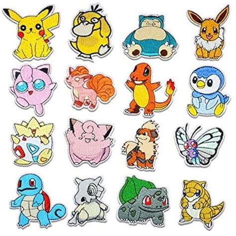 Pokemon Anime Clothing: Set of 16 Embroidered Iron On Patches, 2 Inches Tall - Walmart.com