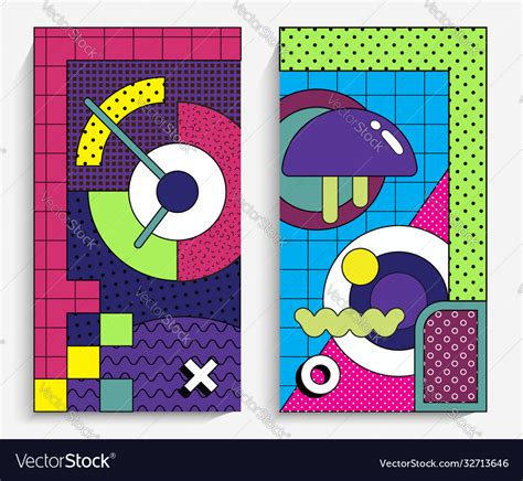 Memphis Design Elements Retro Funky Graphic 90s Vector Image