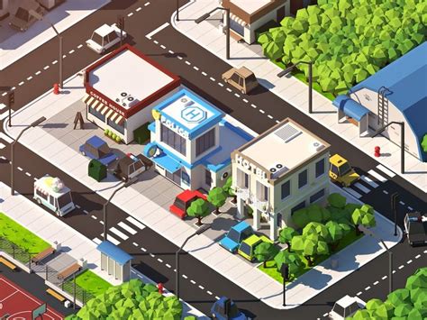 Low Poly Town Low Poly City Cartoon City Design