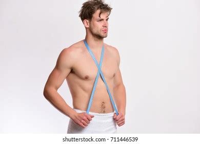 Athlete Messy Hair Measures Naked Chest Stock Photo 711446539 Shutterstock