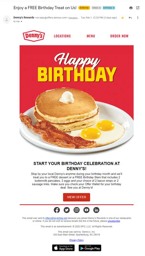 Denny’s Birthday Freebie • Hey, It's Free!