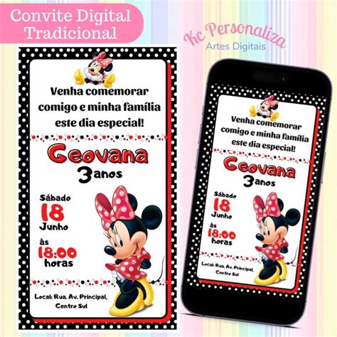 Convite Digital Minnie Vermelha Elo Produtos Especiais