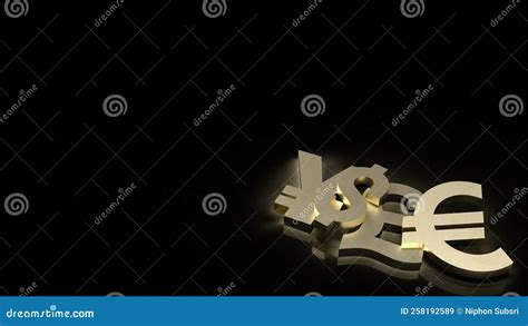 Gold Money Symbol On Black Background 3d Rendering Stock Illustration Illustration Of Money