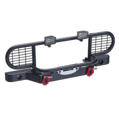 Set Metal Front Bumper With Light For Scale Rc Crawler Car