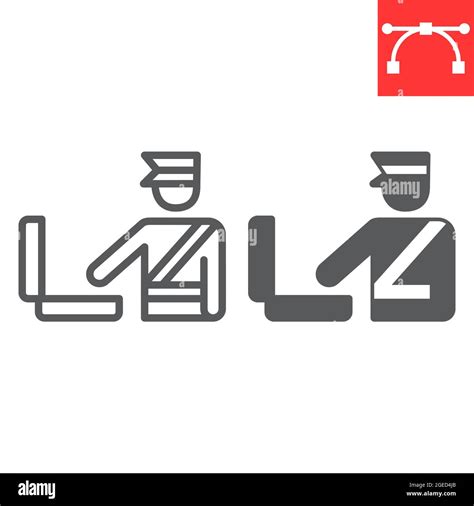 Customs Inspection Line And Glyph Icon Security Checkpoint And Airport