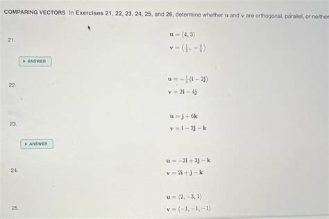 Solved COMPARING VECTORS In Exercises 21 22 23 24 25 Chegg