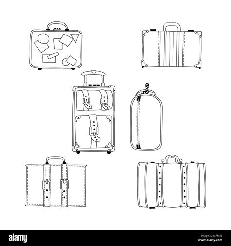 Vector Illustration von Hand zeichnen Koffer gesetzt Stock-Vektorgrafik