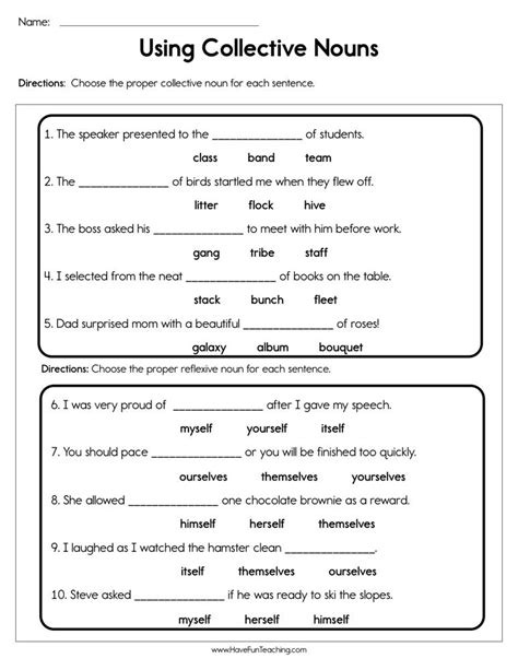 Collective Noun Worksheets