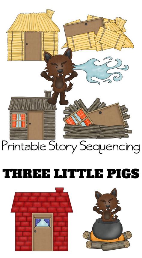 Three little pigs story sequencing printable cards – Artofit