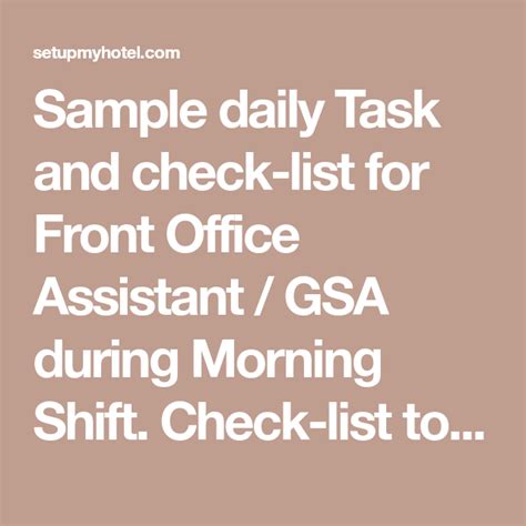 Sample Daily Task And Check List For Front Office Assistant GSA