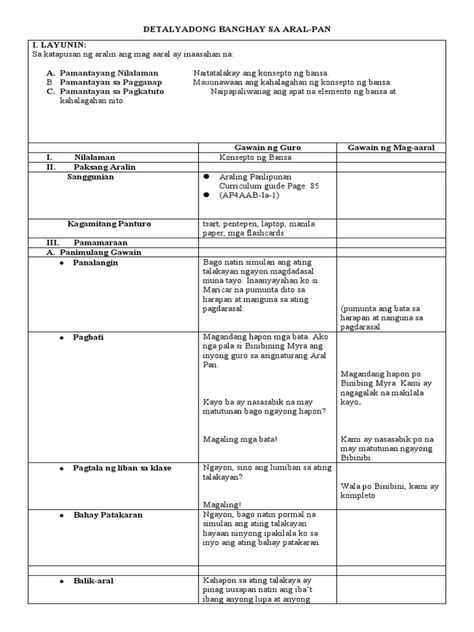 Lesson Plan In Araling Panlipunan Grade 4 Pdf